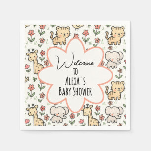 Baby Dusche Safari Tier mit Blume Serviette