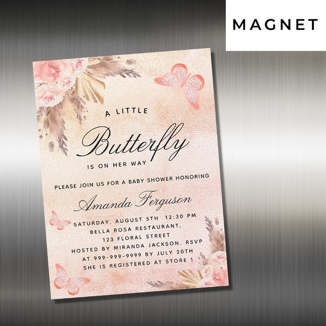 Baby Dusche Schmetterling Blütengras Magneteinladung (Von Creator hochgeladen)
