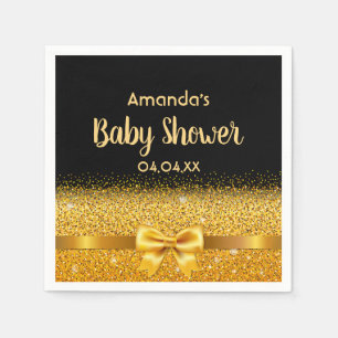 Baby Dusche schwarzer goldener Bogen elegant Serviette