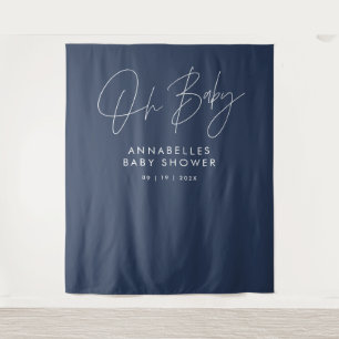 Baby Dusche Skript moderne marineblau elegant Wandteppich