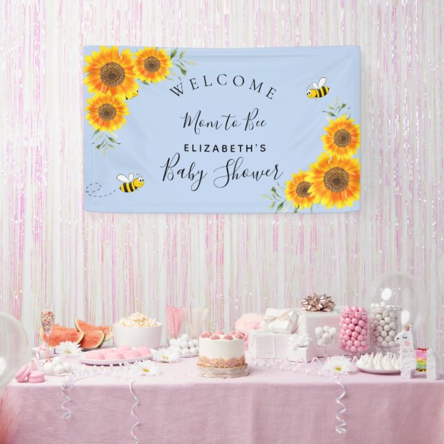 Baby Dusche Sonnenblumen Junge blauen Mutter zu ru Banner (Party)