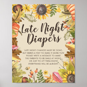 Baby Dusche Spate Night Diapers Pumpkins Sonnenblu Poster