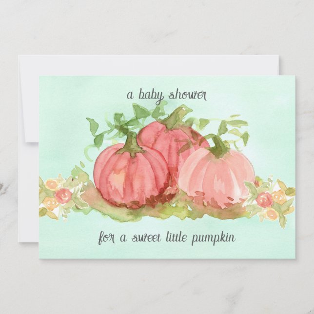 Baby Dusche Sweet Little Pumpkin Pink Roses Einladung (Vorderseite)