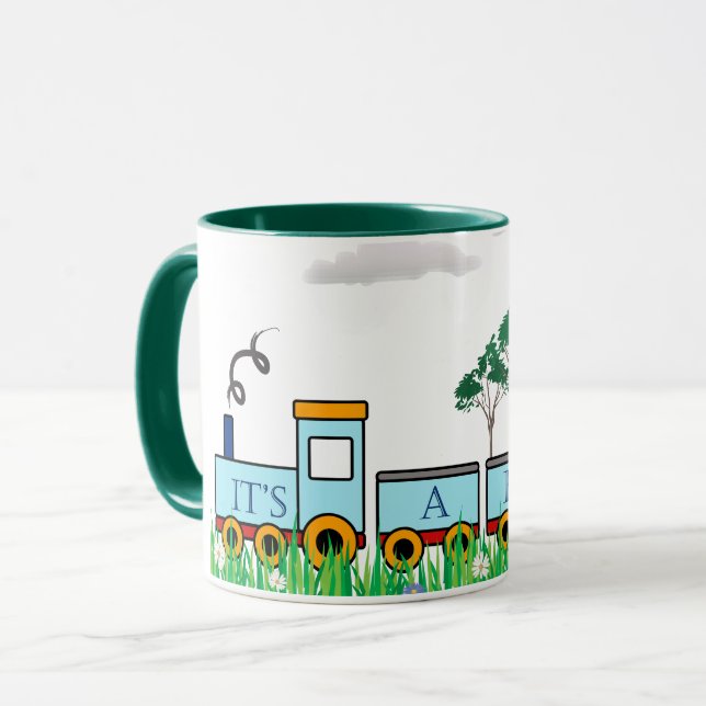 Baby Dusche Tasse - Jungen, Kleinzug (Vorderseite Links)
