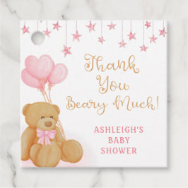 Baby Dusche Teddy Bear Pink Stars Danke Geschenkanhänger
