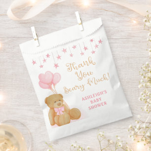 Baby Dusche Teddy Bear Pink Stars Danke Geschenktütchen