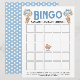 Baby Dusche Teddy Boy Bubbly Blue Bingo Game Einladung
