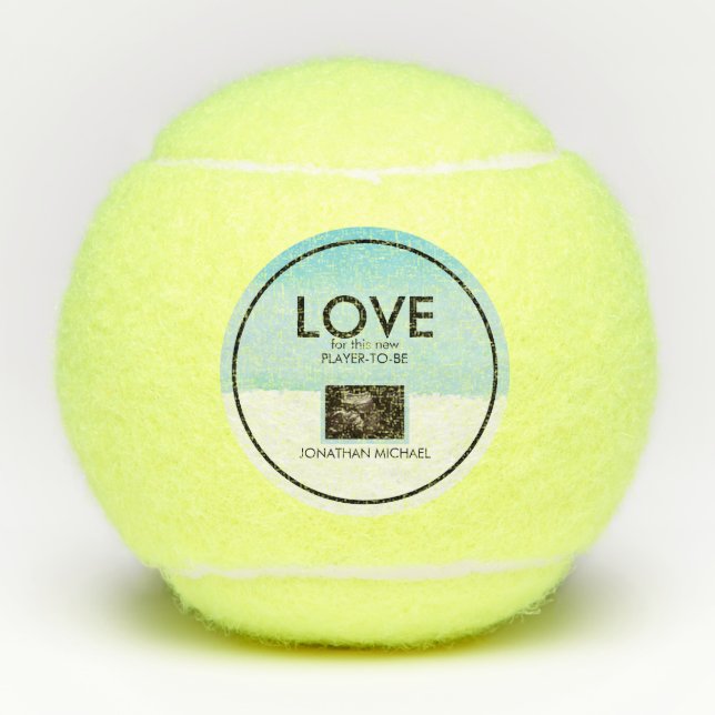 Baby Dusche Tennis Schwangerschaft Ultrasound Foto Tennisbälle (Vorderseite)