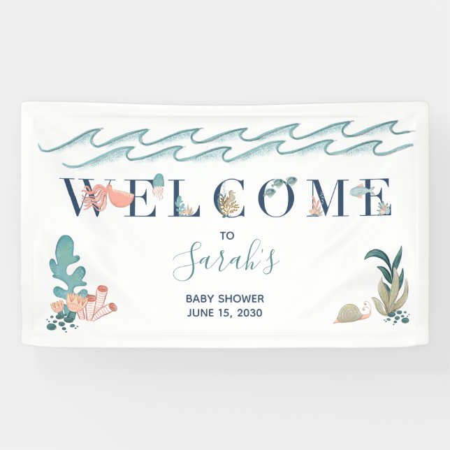Baby-Dusche unter der Meerestierdusche Banner (Horizontal)