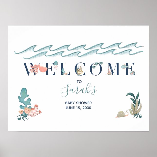 Baby-Dusche unter der Meerestierdusche Poster (Vorne)