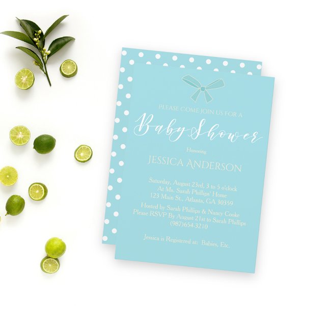 Baby Dusche Vintag Charm Aquamarin Blue Bow Einladung (Von Creator hochgeladen)