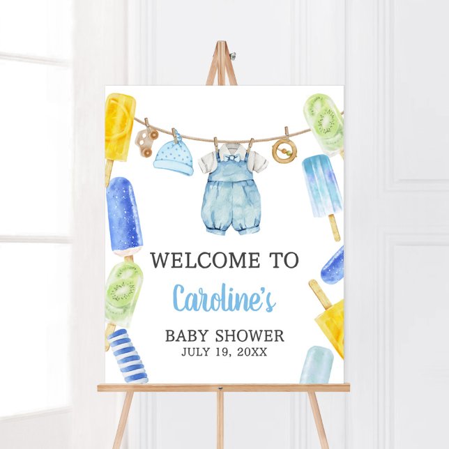 Baby-Dusche von Boy Popsicle Poster (Popsicle Baby Shower Welcome Sign)