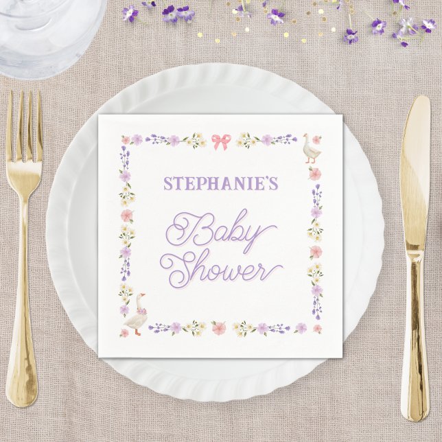 Baby Dusche Wildblumen Gänse Personalisiert Serviette (Von Creator hochgeladen)