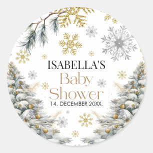 Baby Dusche Winter Runder Aufkleber