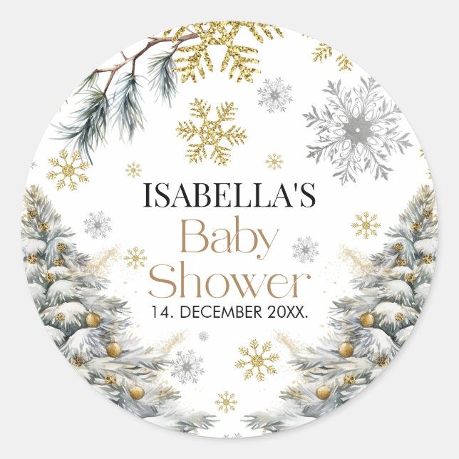 Baby Dusche Winter Runder Aufkleber (Vorderseite)