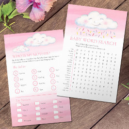 Baby Dusche Wolken Wortsuche Baby Match Spiel Flyer