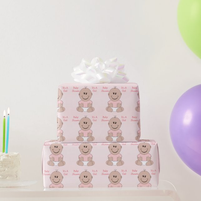 Baby-Duschen-Mädchen personalisiert Geschenkpapier (Partygeschenke)