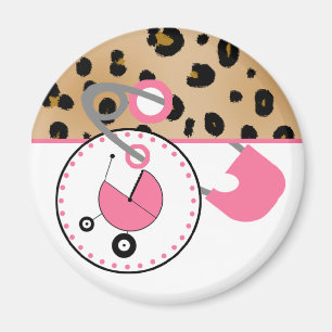 Baby-Duschen-Magnet - Leopard u. rosa Magnet