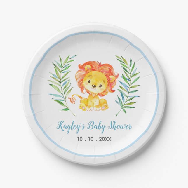 Baby-Duschen-Papier-Teller des Löwe-(Safari-Tier) Pappteller (Vorderseite)
