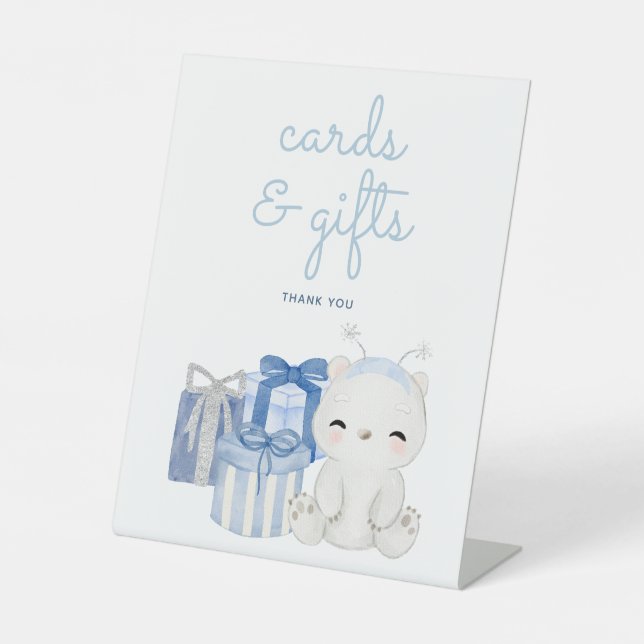 Baby-Duschgeschenke und -karten für Polar Bear Sockelschild (Vorderseite)
