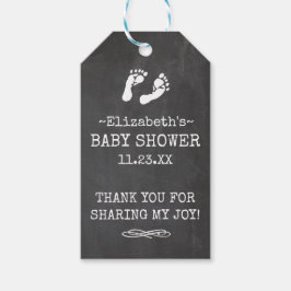 Baby-Duschkabine mit weißen Fußabdrücken Geschenkanhänger