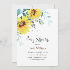 Baby Duschkarte mit Sonnenblumen. Einladung