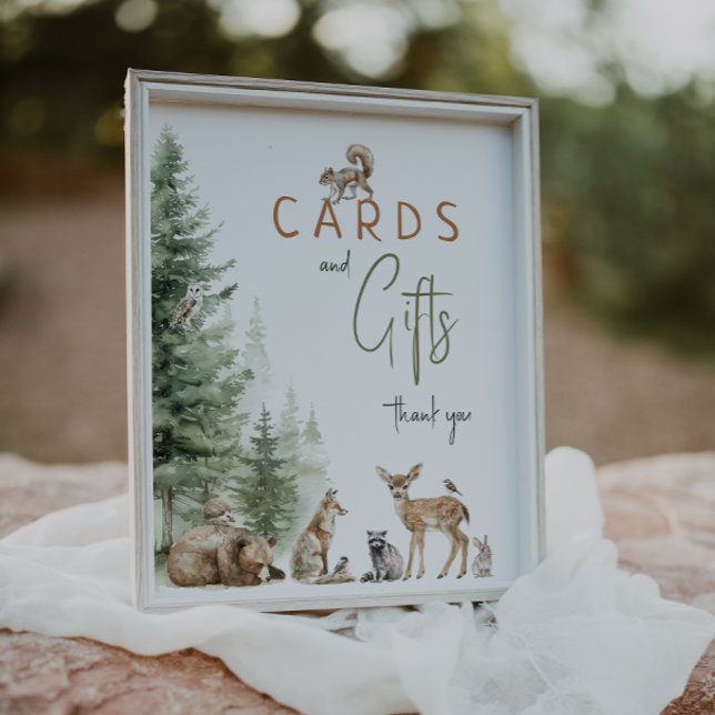 Baby-Duschkarten und Geschenkschild für Holztiere Poster (Von Creator hochgeladen)