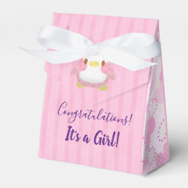 Baby Duschmädchen Pink Pinguin Gevor Box Geschenkschachtel