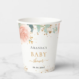 Baby Duschmädchen Rose goldfarben Rosa Blütenblätt Pappbecher