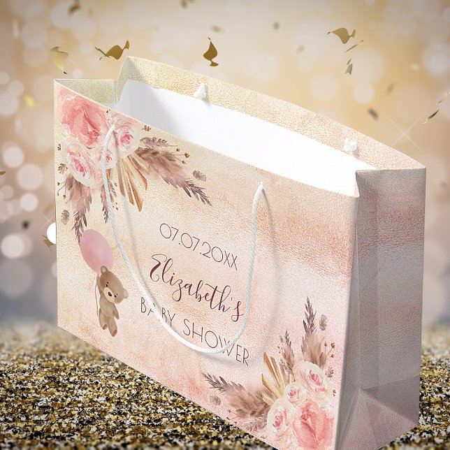 Baby Duschpampas Gras Rose Rosa Blumenstrauß Große Geschenktüte (Von Creator hochgeladen)