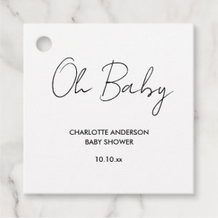 Baby Duschskript modern weiß und schwarz elegant Geschenkanhänger