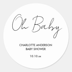 Baby Duschskript modern weiß und schwarz elegant Runder Aufkleber