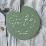 Baby-Duschskripte modern minimal-grün Button<br><div class="desc">Baby Dusche Drehbuch moderne,  hellgrün und weiß elegante Party Dekoration Button Design. Ideal für ein minimalistisches Babydusche-Party.</div>