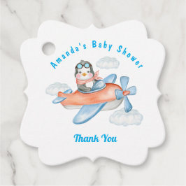 Baby Duwer Airplane Blue White Fevor Tags Geschenkanhänger