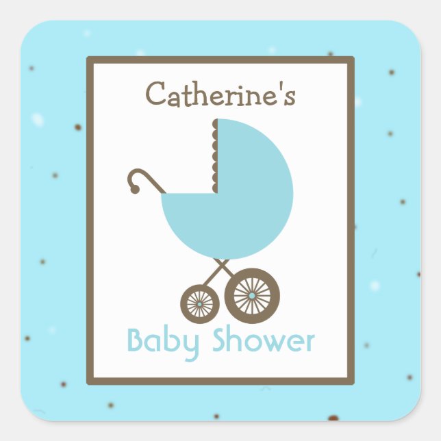 Baby Duwer Blue Carriage & Robin's Egg Quadratischer Aufkleber (Vorderseite)
