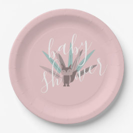 Baby Duwer Fox Bohemisch Feathers Pink Pappteller