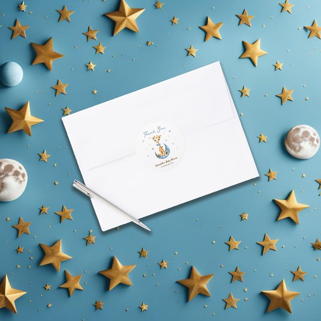 Baby Duwer Gevor Danke Blue Boy Animal Giraffe Runder Aufkleber (Von Creator hochgeladen)