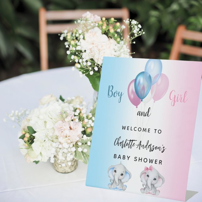 Baby Duwer Girl Blue Pink Elefanten willkommen Sockelschild (Von Creator hochgeladen)