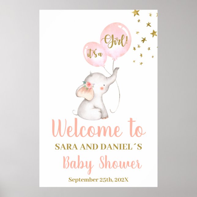 Baby Duwer Girl Pink Begrüßungszeichen Poster (Vorne)