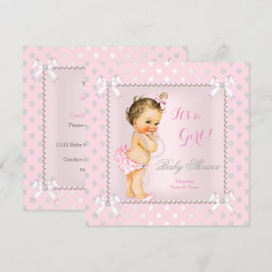Baby Duwer Girl Pink Grau Pearl Brünett Einladung