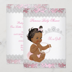 Baby Duwer Girl Pink Pearl Silver Rose Ethnisch Einladung