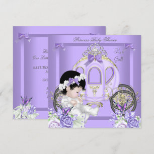 Baby Duwer Girl Princess Carriage Lavendel Einladung