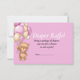 Baby Duwer Girl Teddy Balloons Diaper Raffel Einladung