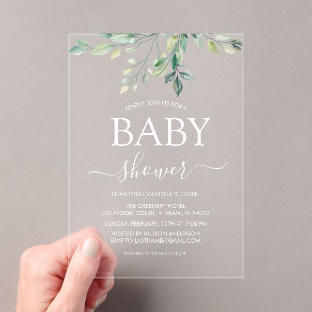 Baby Duwer Greenery Eucalyptus Acryleinladungen (Insitu (Handheld))