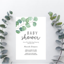 Baby Duwer Greenery Eucalyptus Einladung