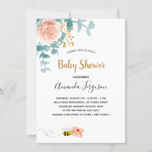 Baby Duwer Mädchen rosa Blumengrün Mutter zu sein Einladung