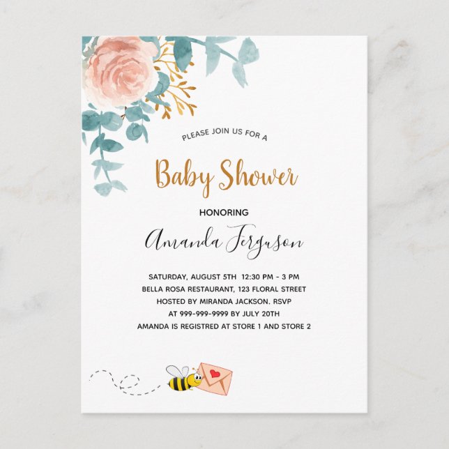 Baby Duwer Mädchen rosa Blumengrün Mutter zu sein Postkarte (Vorderseite)