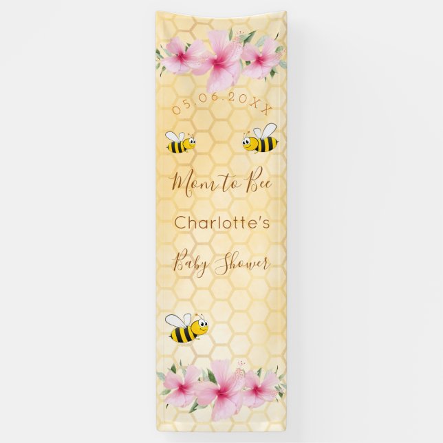 Baby Duwer Mutter zu rosa Blumenwabenkraub Banner (Vertikal)