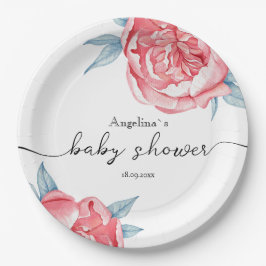 Baby Duwer Party Teller Wasserfarben Peonies
