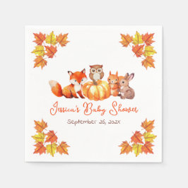 Baby Duwer Pumpkin Niedlich Fox Herbst Leaves Tier Serviette